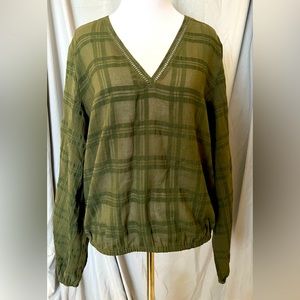 Express Olive green v-neck shirt